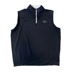 Peter Millar Wicking 1/4 Zip Vest Black Men’s Large Golf (Embriodery)